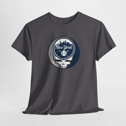 Grateful Dead - Front + Back Print - New York Yankees Classic Stealie / Dancing Bear T-Shirt - MLB - StealieShop